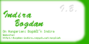 indira bogdan business card